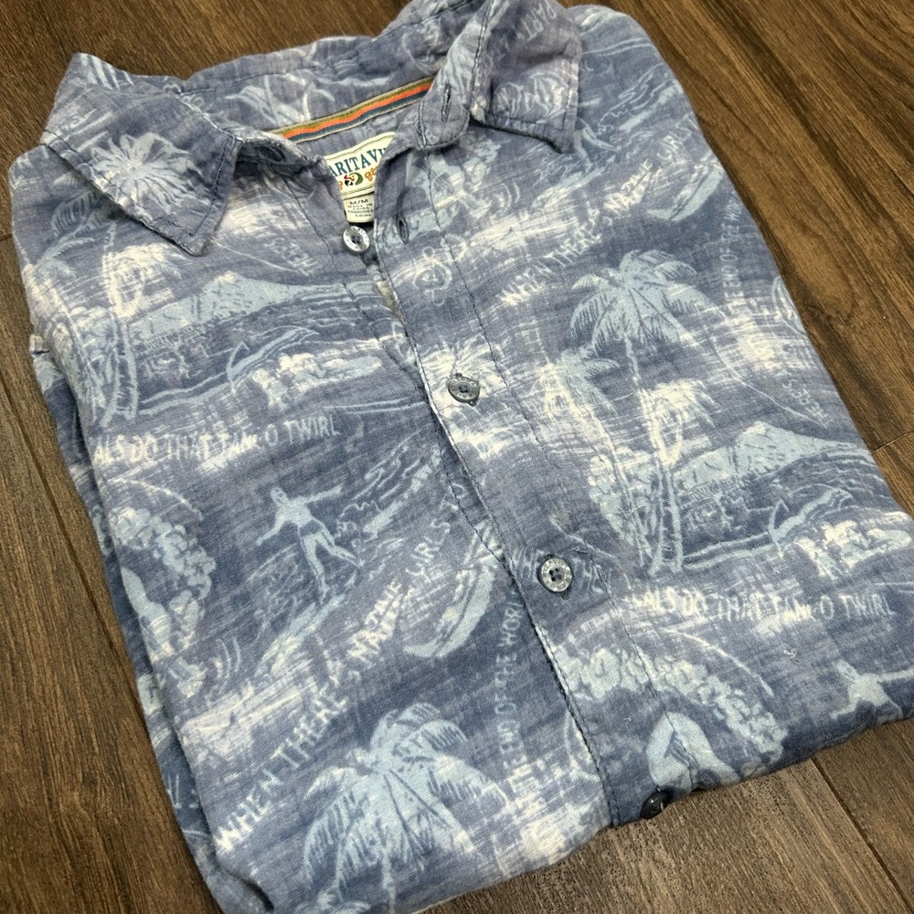 Margaritaville Blue Patterned Men's Hawaiian Shirt
